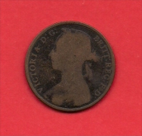 UK, 1886, Circulated Coin VF, 1 Penny, Younger Victoria, Bronze, C1945 - D. 1 Penny