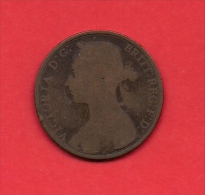 UK, 1889, Circulated Coin VF, 1 Penny, Young Victoria, Bronze, C1947 - D. 1 Penny