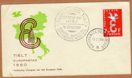 Enveloppe Cover Brief FDC Europa 1064 Tielt Europastad 1960 Automobile Postkantoor - 1951-1960