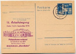 DDR P80-1b-75 C5-b Postkarte PRIVATER ZUDRUCK Bahnhof Zerbst Stpl. 1975 - Cartes Postales Privées - Oblitérées