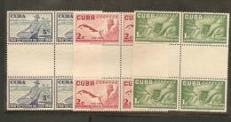 O) 1948  CARIBE,COFFEE, SET WITH GUTTER PAIR, VERY RARE, XF - Geschnittene, Druckproben Und Abarten