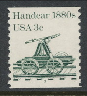 USA 1983 Scott # 1898. Transportation Issue: Handcar 1880s, MNH (**) Single With P#3 - Roulettes (Numéros De Planches)