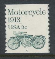 USA 1983 Scott # 1899. Transportation Issue: Motorcycle 1913, MNH (**), Single P#4 - Roulettes (Numéros De Planches)