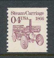 USA 1991 Scott # 2451. Transportation Issue: Steam Carriage 1866.  P#1, MNH (**). - Ruedecillas (Números De Placas)