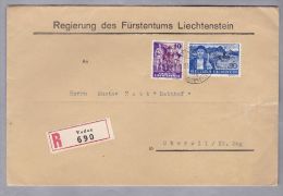 Liechtenstein Dienst 1946-12-20 VADUZ R-Brief Nach Oberwil - Lettres & Documents