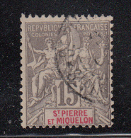 St Pierre Et Miquelon 1892-1908 Used Sc 68 15c Navigation And Commerce, Gray - Gebraucht