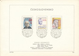 Czechoslovakia / First Day Sheet (1976/01 B) Praha: Wilhelm Pieck, Jindrich Jindrich, Frantisek Lexa (1876-1960), UNESCO - Egyptologie