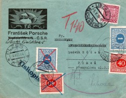 Czechoslovakia 1938, Reichenberg 3 -Liberec 3. Postage Due To Plzen. 6.V.38. Interesting Item - Brieven En Documenten