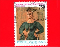 VATICANO  - USATO -1992 - 5º Centenario Della Morte Di Piero Della Francesca - 750 L. • Madonna Del Parto, Particolare - Usados