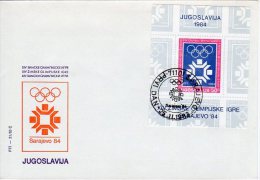 YUGOSLAVIA 1983 Winter Olympics Block FDC With Sarajevo Postmark.  Michel Block 22 - FDC