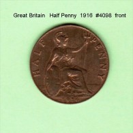 GREAT BRITAIN    1/2  PENNY  1916  (KM # 809) - C. 1/2 Penny