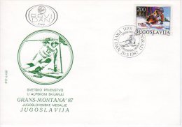 YUGOSLAVIA 1987 Skiing Medal Winner FDC.  Michel 2215 - FDC