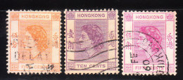 Hong Kong 1954-60 QE II 3v Used - Used Stamps