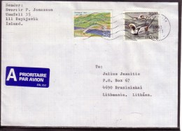 Iceland 1993 Airmail Cover To Lithuania – Birds Bridge #4235 - Brieven En Documenten