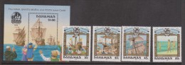 Bahamas 1990 Columbus Landfall Series - Columbus Fleet Departing Set 4 & Miniature Sheet MNH - 1859-1963 Crown Colony