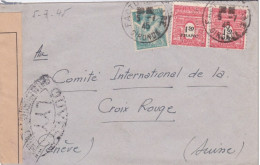 1945 - ARC DE TRIOMPHE + IRIS - ENVELOPPE Avec CENSURE LYY De FACTURE (GIRONDE) Pour La CROIX-ROUGE à GENEVE (SUISSE) - 1944-45 Arc De Triomphe