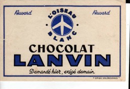 BUVARDS-PUB-LE CHOCOLAT LANVIN-DECOR-L'OISEAU BLANC-13,7 Cm  X 21 Cm - Cacao