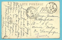 Kaart Met Stempel NICE Op 13/12/15 Naar "Telegraphiste Armee Belge / Furnes" ! Met Stempel PMB - Zona Non Occupata