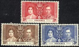 BRITISH NIGERIA KGVI CORONATION SET OF 3 1 - 3 P MHG 1937 SG127-29 READ DESCRIPTION !! - Nigeria (...-1960)