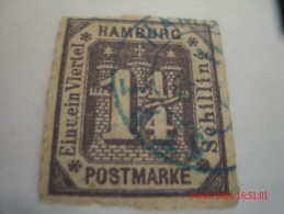 HAMBURG, SCOTT# 24, 1&1/4 S VIOLET, USED - Hambourg