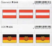 2x3 In Farbe Flaggen-Sticker Österreich+DDR 7€ Kennzeichnung Alben Karten Sammlung LINDNER 644+634 Flags Austria Germany - Magazines & Catalogs