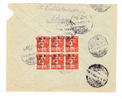 1921 - Cilicien - Briefrückseite Mit 6 X  Mi.#82 Von Adana Nach Istanbul - Verschiedene Stempeln - Cartas & Documentos