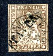 1764 Switzerland 1856 Michel #13 IIBys  Used Scott #25 Black Thread ~Offers Always Welcome!~ - Oblitérés