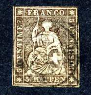 1765 Switzerland 1856 Michel #13 IIAyna  Used Scott #24 Yellow Thread ~Offers Always Welcome!~ - Usados