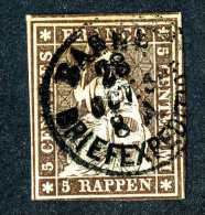 1766 Switzerland 1856 Michel #13 IIBysa  Used Scott #25 Black Thread ~Offers Always Welcome!~ - Usados