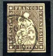 1768 Switzerland 1857 Michel #13 IIByma  Used Scott #36 Green Thread ~Offers Always Welcome!~ - Oblitérés
