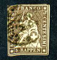 1785 Switzerland 1857 Michel #13 IIByma  Used Scott #36  Green Thread ~Offers Always Welcome!~ - Oblitérés