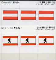 2x3 In Farbe Flaggen-Sticker Berlin+Österreich 7€ Kennzeichnung Alben Karten Sammlungen LINDNER #632+644 Austria Germany - Sonstige & Ohne Zuordnung