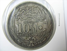 EGYPT 10 PIASTRES 1917 SILVER VERY NICE GRADE . - Egypte