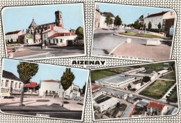 AIZENAY CARTE MULTIVUES L'EGLISE LES ECOLES L'USINE ARIEL LE CARREFOUR ET LA ROUTE DE LA ROCHE-SUR-YON - Aizenay