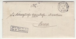 POLAND / GERMAN ANNEXATION 1895  LETTER  SENT FROM  GRODZISK  TO POZNAN - Lettres & Documents