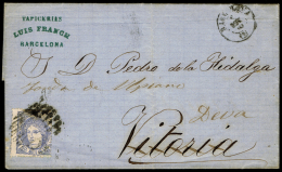 BARCELONA - EDI O 107 - CARTA CIRC. A VITORIA - PARRILLA CON CIFRA \"2\" BARCELONA - Storia Postale