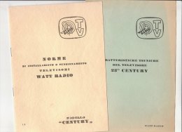 C1412 - LIBRETTO ISTRUZIONI TELEVISORE TV WATT RADIO MOD.CENTURY  Anni '60 - Television