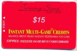 Turning Stone Casino, Verona, NY, Older Used Slot Or Players Card, Turningstone-5 - Carte Di Casinò