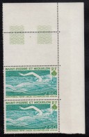 St Pierre Et Miquelon 1976 MNH Sc 49 Margin Pair 2.50fr Woman Swimmer, Maple Leaf - 1976 Summer Olympics - Neufs