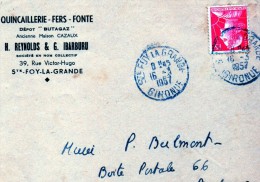 Sainte Foy La Grande 33 Lettre Du 16/3/1957 - Autres & Non Classés