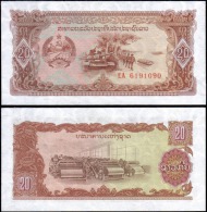 Laos 20 Kip Tank Car Army Banknotes Uncirculated UNC - Andere & Zonder Classificatie