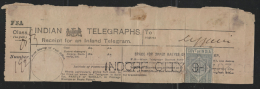 India  QV   Indore TO  Ujjain 1R Telegram Stamp On Telegraph Receipt Telegrafo   # 81794   Inde Indien - Sonstige & Ohne Zuordnung