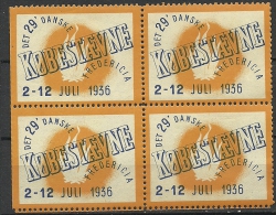 DENMARK Dänemark Danmark 1936 Advertising Stamp Reklamemarke Frederica 4-block MNH - Unused Stamps