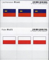 2x3 In Farbe Flaggen-Sticker Liechtenstein+Polen 7€ Kennzeichnung Alben Karten Sammlung LINDNER 640+673 FL Polska - Approval (stock) Cards