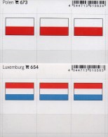 2x3 In Farbe Flaggen-Sticker Luxemburg+ Polen 7€ Kennzeichnung Alben Karten Sammlungen LINDNER 673+654 Luxembourg Polska - Cartes De Classement