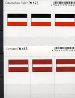 2x3 In Farbe Flaggen-Sticker Lettland+3.Reich 7€ Kennzeichnung Alben Karten Sammlung LINDNER 628+653 Flag LATVIA Germany - Approval (stock) Cards