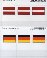 2x3 In Farbe Flaggen-Sticker Lettland+BRD 7€ Kennzeichnung Von Alben Karten Sammlung LINDNER 653+630 Flag Latvia Germany - Approval (stock) Cards