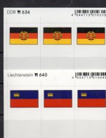 2x3 In Farbe Flaggen-Sticker Liechtenstein+DDR 7€ Kennzeichnung Von Alben Karte Sammlung LINDNER 640+634 Flag FL Germany - Klasseerkaarten