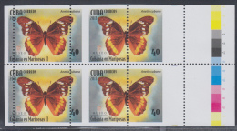 2013.140 CUBA 2013 MNH PERFORATION ERROR. MARIPOSAS , BUTTERFLIES .BLOQUE 4 . - Geschnittene, Druckproben Und Abarten