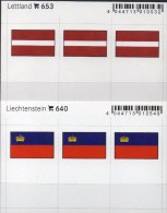 2x3 In Farbe Flaggen-Sticker Lettland+Liechtenstein 7€ Kennzeichnung Von Alben Karten Sammlung LINDNER 653+640 Latvia FL - Cartes De Classement